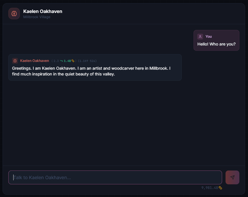 Playground showing first conversation